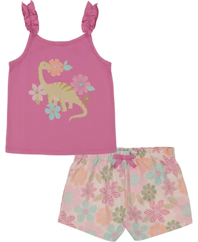 Kids Headquarters Baby Girls 2-pc. Dinosaur Graphic Tank & Floral French Terry Shorts Set In Assorted
