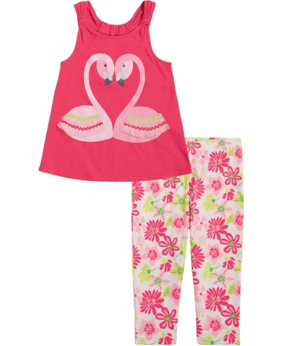 KIDS HEADQUARTERS BABY GIRLS TWIST-STRAP RACERBACK TUNIC AND FLORAL CAPRI LEGGINGS SET