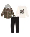 Kids Headquarters Boys 2t-7 Long-sleeve Shacket, T-shirt And Joggers, 3-piece Set