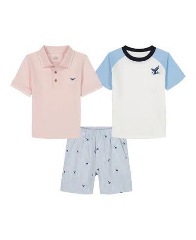 Kids Headquarters Babies' Boys' Toddler 2t-5t Tipped Polo, Baseball T-shirt And Striped Oxford Shorts, 3-piece Set In Multi