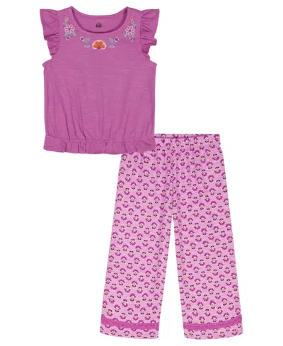 Kids Headquarters Kids' Girls' 2t-6x Puff Print Top And Pants, 2-piece Set In Pink