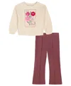 Kids Headquarters Girls Toddler 2t-4t Crewneck Top And Leggings Pants, 2-piece Set In Burgundy