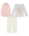 Kids Headquarters Girls Toddler 2t-4t T-shirt, Vest And Pants, 3-piece Set In Pink