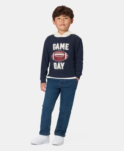Kids Headquarters Kids' Toddler Boys' 2t-5t Football Graphic Hoodie T-shirt And Denim Pants, 2-piece Set In Blue