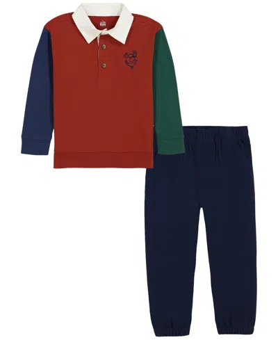 Kids Headquarters Babies' Toddler Boys' 2t-5t Long-sleeve Top And Pants, 2-piece Set In Blue