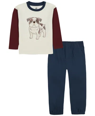 Kids Headquarters Babies' Toddler Boys' 2t-5t Long-sleeve T-shirt And Pants, 2-piece Set In White