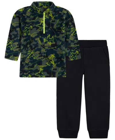 Kids Headquarters Babies' Toddler Boys' 2t-5t Quarter-zip Mock Neck Fleece Pullover And Joggers, 2-piece Set In Multi