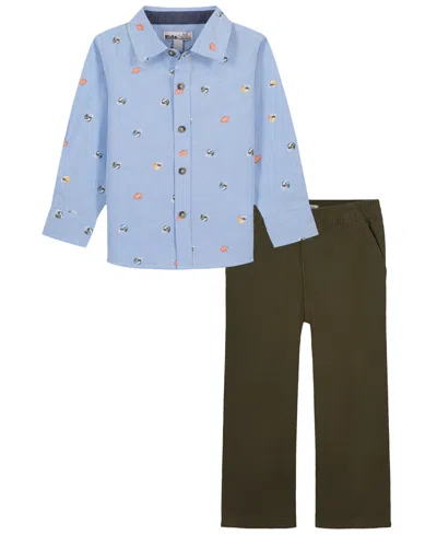Kids Headquarters Babies' Toddler Boys' 2t-5t Woven Shirt And Pants, 2-piece Set In Assorted