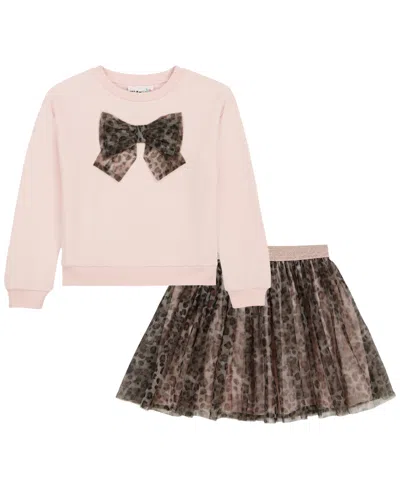 Kids Headquarters Babies' Toddler Girls' 2t-4t Sweatshirt And Leopard Print Skirt, 2-piece Set In Multi