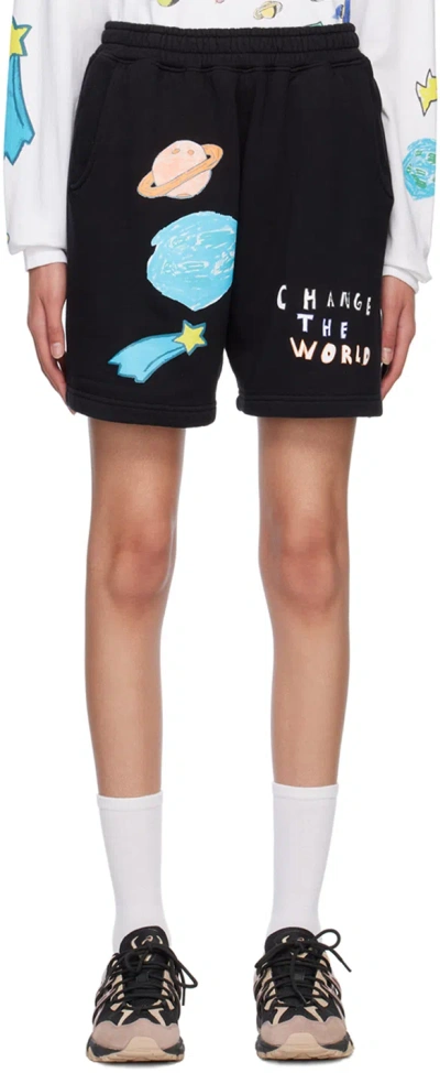 Kids Worldwide Black 'change The World' Shorts