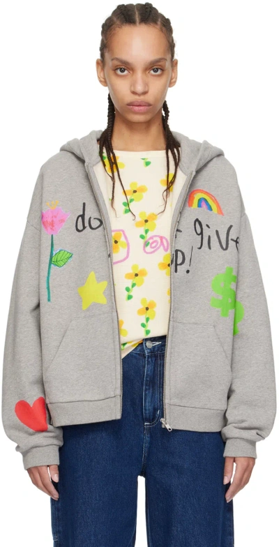 Kids Worldwide Grey 'don't Give Up' Hoodie In Grey