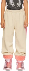 Kids Worldwide Ssense Exclusive Kids Off-white Rose Lounge Pants In Light Khaki