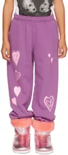 Kids Worldwide Ssense Exclusive Kids Purple Heart Lounge Pants In Grape