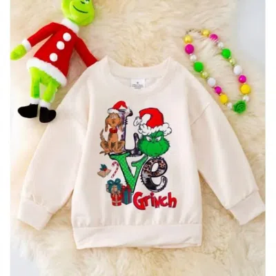 Kidscharm Kids' Girl's Christmas Grinch Sweatshirt In White