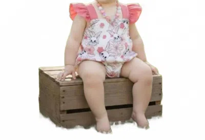 Kidscharm Kids' Girls Ruffle Strap Bunny Floral Onesie In Pink In Multi