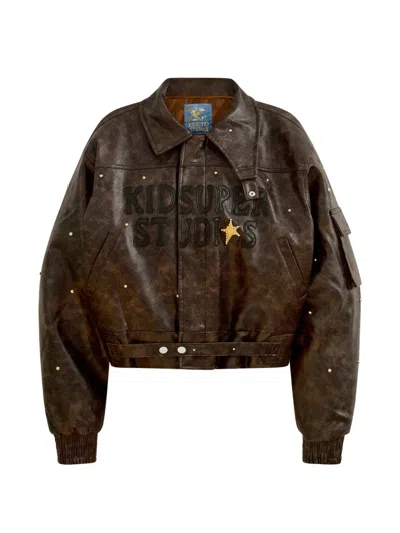 Kidsuper Appliqued Studded Jacket In Brown