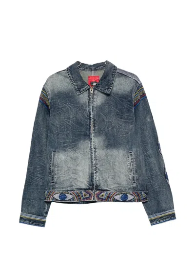 Kidsuper Gemstone Eye Embroidery Jean Jacket In Blue