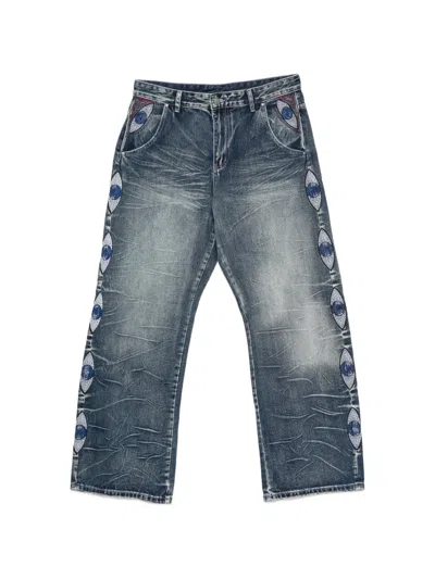 Kidsuper Gemstone Eye Embroidery Jean In Blue