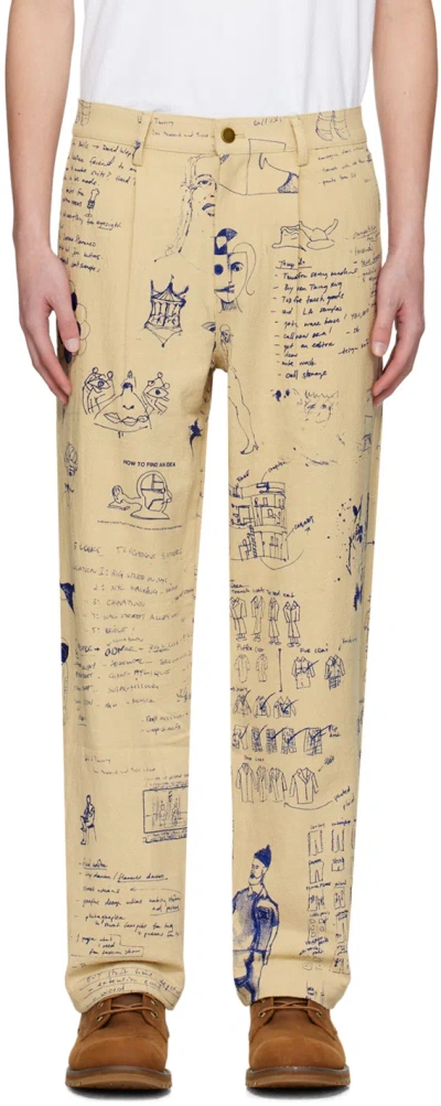 Kidsuper Beige Doodles Jeans In Tan