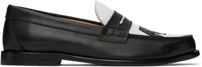 Kidsuper Black & White Patchwork Penny Loafers In Black/white
