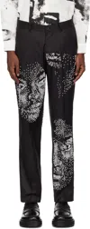 KIDSUPER BLACK BEADED FACES SUIT TROUSERS