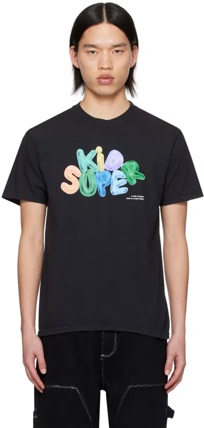 Kidsuper Mens Black Bubble Branded-print Cotton-jersey T-shirt