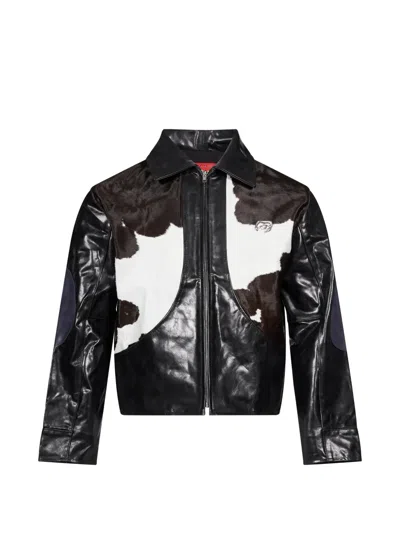 Kidsuper Cow-print Panelled Leather Jacket In Multi