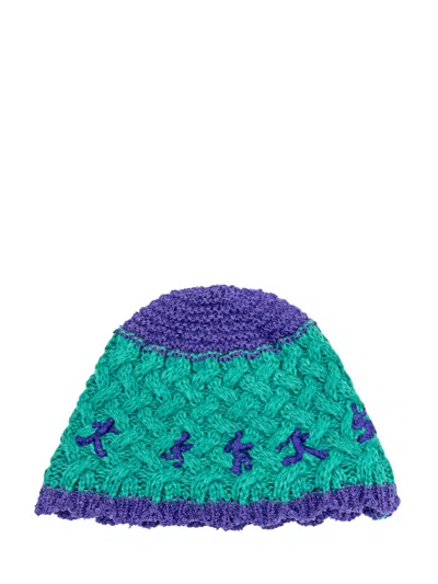 Kidsuper Crocheted Hat In Green/blue