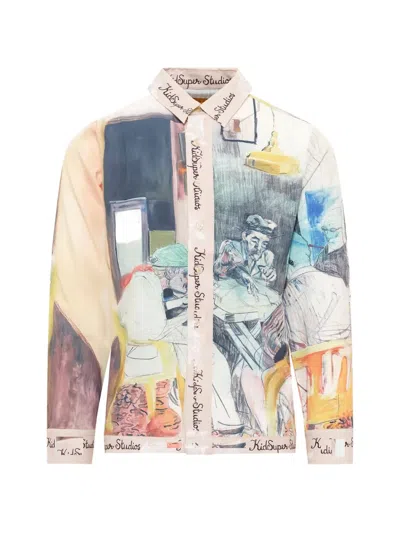 Kidsuper Dominos Graphic-print Long-sleeve Shirt In Multi