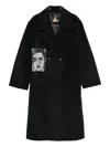 Kidsuper Double-breasted Graphic-print Coat In Black