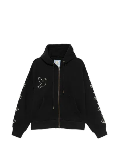 Kidsuper Dove & Eye Stud-embellished Zip-up Hoodie In Black
