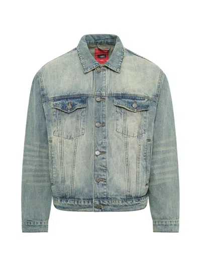 Kidsuper Dove-embroidered Denim Jacket In Blue