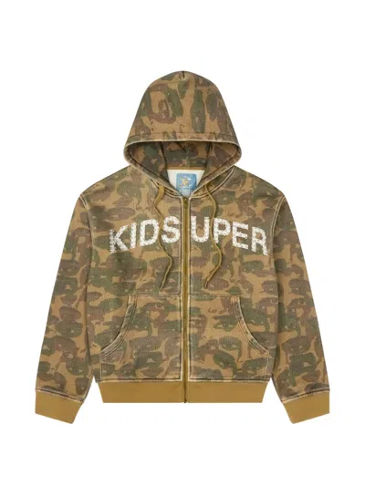 Kidsuper Embellished Camouflage Hoodie In Brown