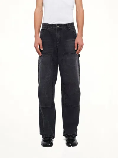 Kidsuper Eye Badge Washed Double Knee Pants In Black