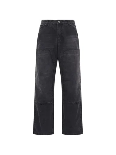 Kidsuper Eye-badge Double-knee Jeans In Blue