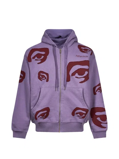 Kidsuper Eye-patchwork Zip-up Hoodie In Purple
