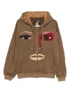 Kidsuper Mens Dark Brown Patchwork Face Zip-through Cotton-jersey Hoody In Brown