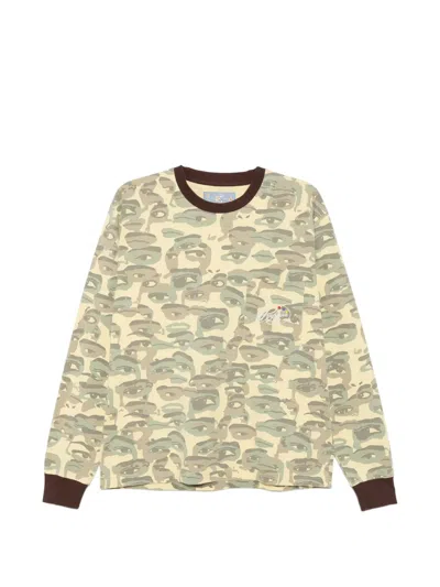 Kidsuper Face Camouflage-printed Pocket T-shirt In Green