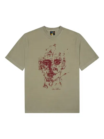 Kidsuper Face-graphic Cotton T-shirt In Brown