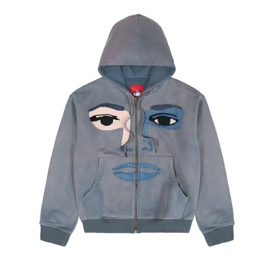Pre-owned Kidsuper Face Hoodie 'slate' | Grey | Men's Size S