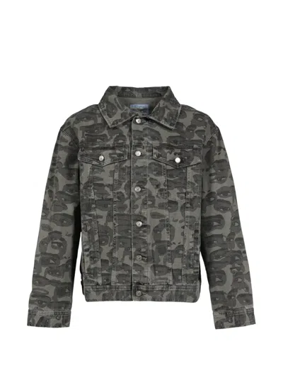 Kidsuper Face-camo Denim Jacket In Gray