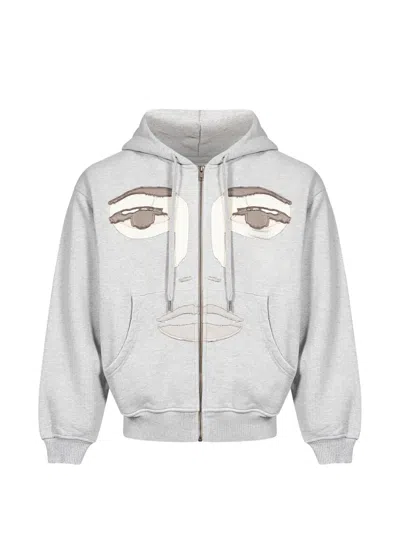 Kidsuper Face-patchwork Hoodie In Gray