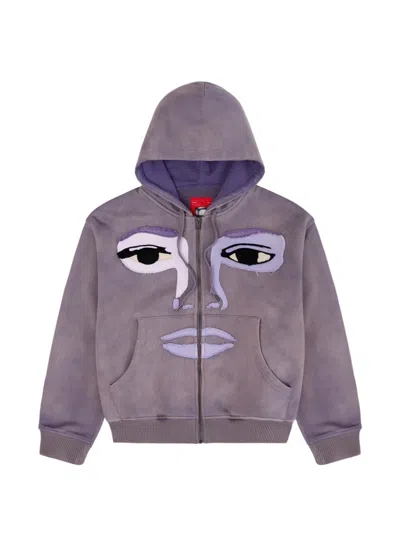 Kidsuper Face-patchwork Hoodie In Purple