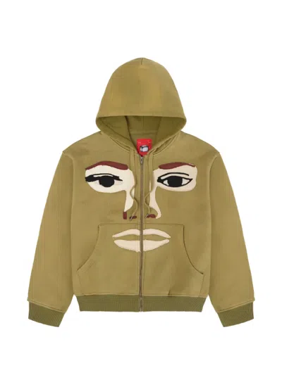 Kidsuper Face-patchwork Zip-up Hoodie In Green