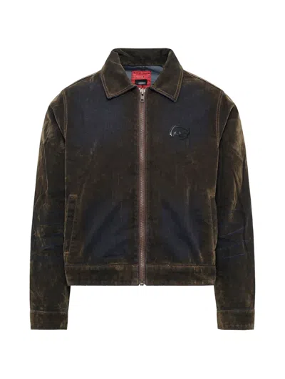 Kidsuper Flocked Logo-patch Jacket In Brown