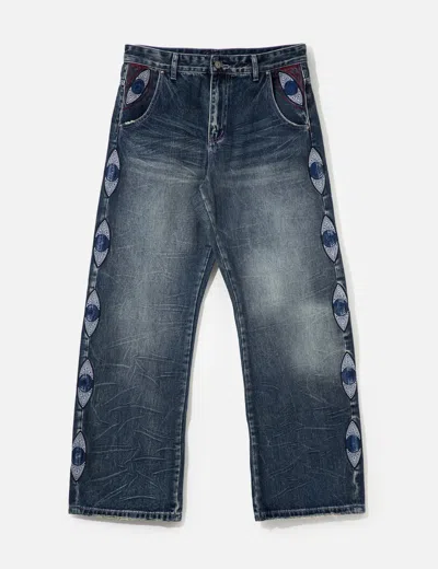 Kidsuper Gemstone Eye Embroidery Jean In Blue
