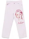 KIDSUPER GIRL FACE-EMBROIDERED JEANS