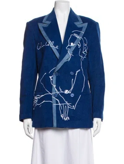 Pre-owned Kidsuper Graphic Print Blazer In Blue