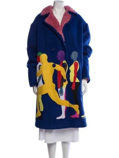 Pre-owned Kidsuper Graphic Print Coat In Blue