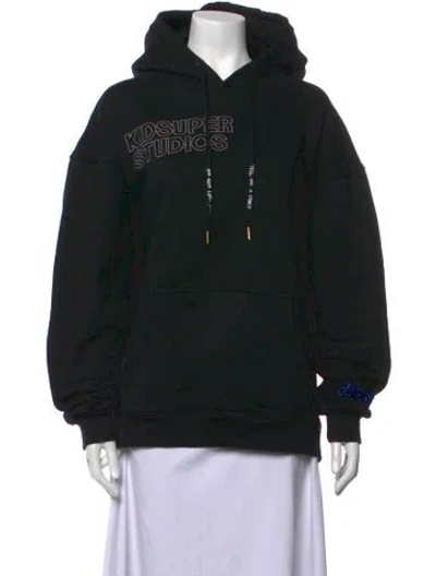 Pre-owned Kidsuper Graphic Print Crew Neck Hoodie In Black